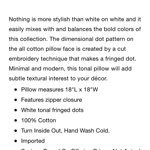 NWT Trina Turk Decorative Throw Wht Fringe Pillow - Picture 15 of 15